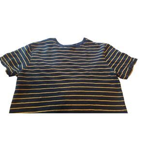 PD&C Men's T Shirt Blue Yellow Stripe Small THE TAILORED GARMENT Preppy Designer